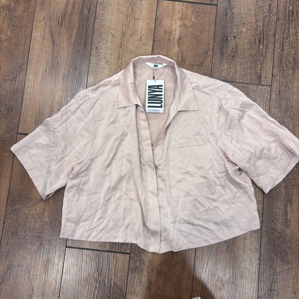 NWT Lunya 100% Washable Silk Delicate Pink Sleep Top ONLY Sz Medium Quiet Luxury - Picture 4 of 11